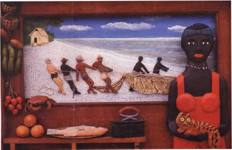 "Los Pescadores" Madera Pintada 1993